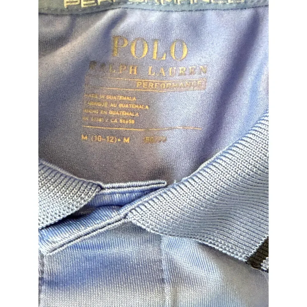 Polo Ralph Lauren Performance Shirt‎ Boys Size Medium Blue Tipped Polo Pony Logo